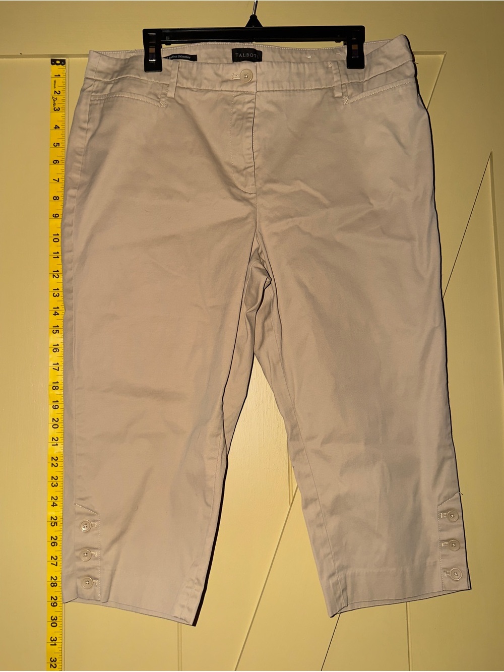 Talbots Cream Cropped Button-Hem Jeans